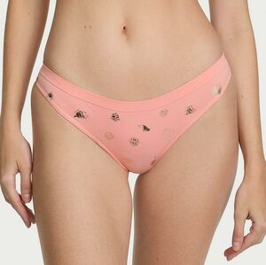 Victoria's Secret Seamless Thong Just Peachy Seashells Light Pink Large NEW NWT